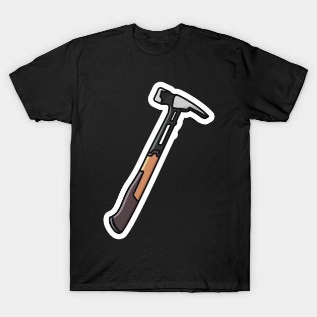 Carpenter Hammer Tool Sticker vector illustration. Carpentry and Construction working tools object icon concept. Hammer with orange plastic handle sticker design logo. T-Shirt by AlviStudio